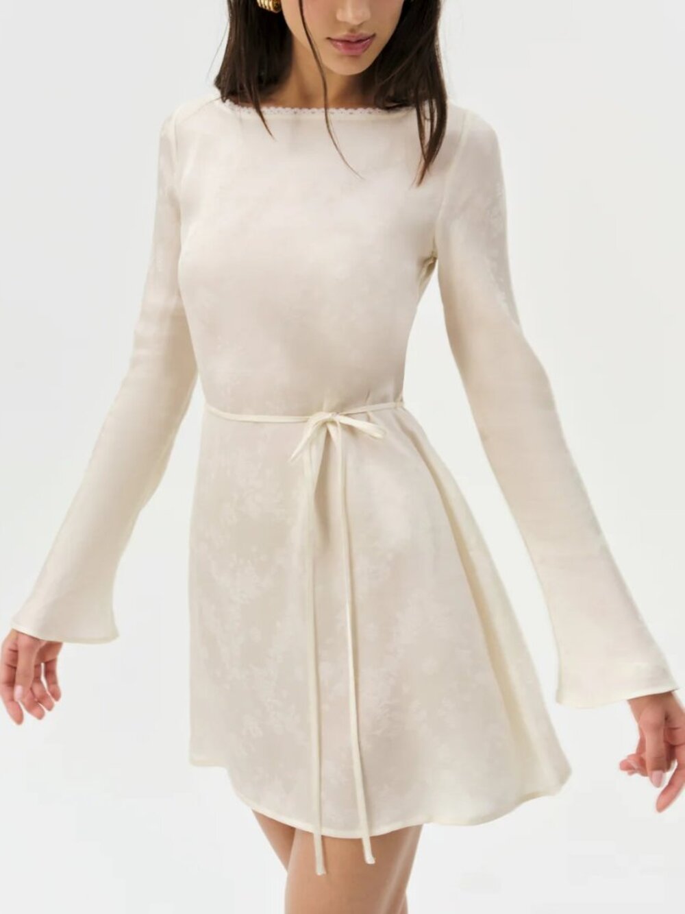NEW $229 FOR LOVE AND LEMONS MADALIE MINI DRESS IN CREAM SIZE XS